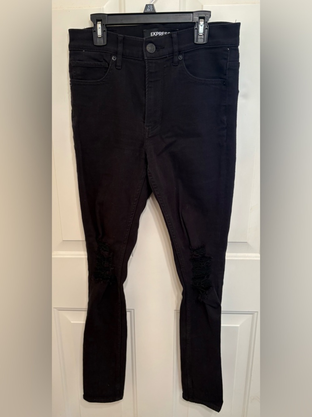 Express Black High-Rise Distressed Skinny Jeans